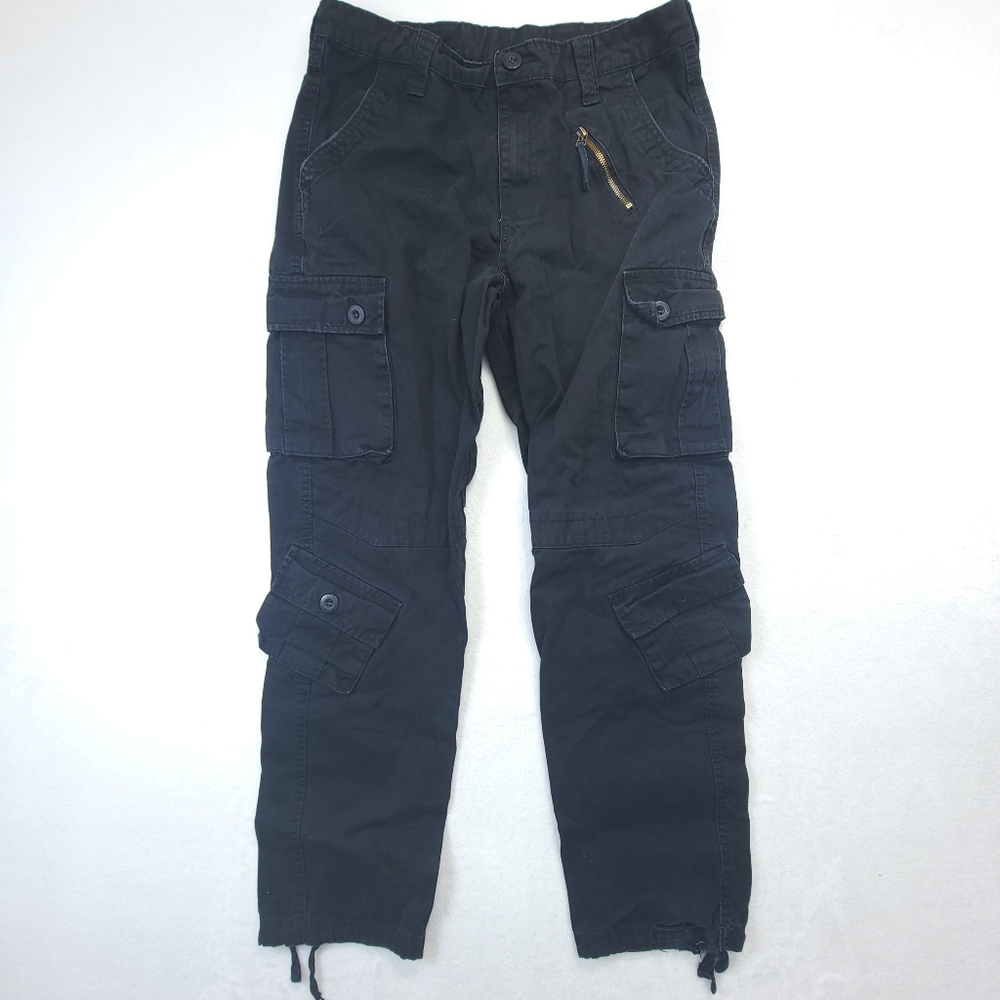 Mustway Pants Mens Size 32x28.5 Black Cargo Multi Pocket Utility